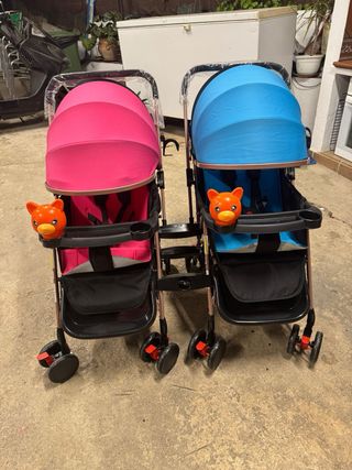 Carro gemelar rosa y azul a estrenar