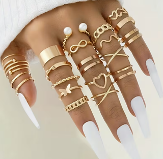 22 Anillos Dorados Ajustables