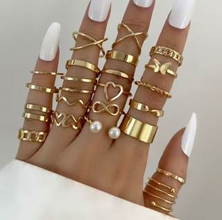 22 Anillos Dorados Ajustables