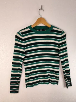 Jersey Only rayas verde, negro y blanco Talla M