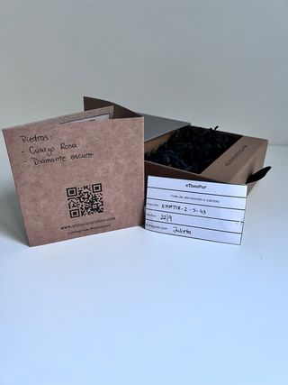 Pendientes Plata con Piedra Rosa y Diamante negro