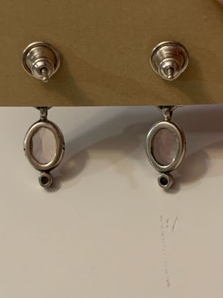 Pendientes Plata con Piedra Rosa y Diamante negro