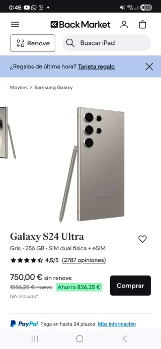 Samsung Galaxy S24 Ultra 256GB Grigio