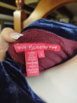 Abrigo Flamenco Azul Terciopelo