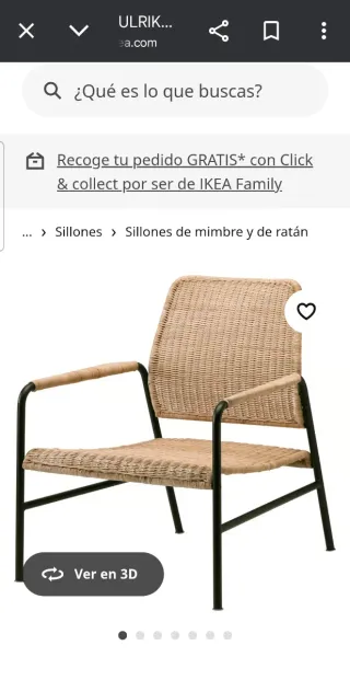 Silla de rattan y metal antracita