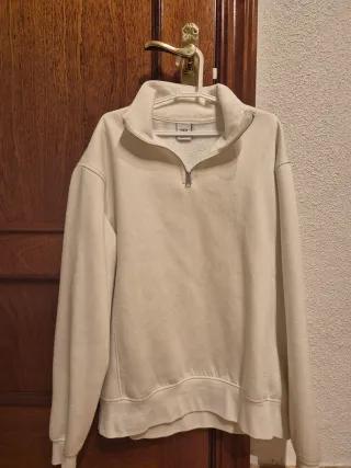 Sudadera Zara Media Cremallera Talla M Blanco
