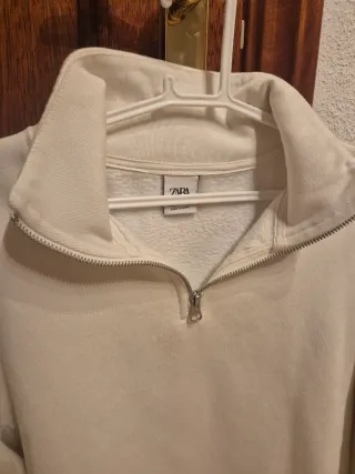 Sudadera Zara Media Cremallera Talla M Blanco