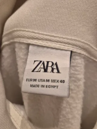 Sudadera Zara Media Cremallera Talla M Blanco
