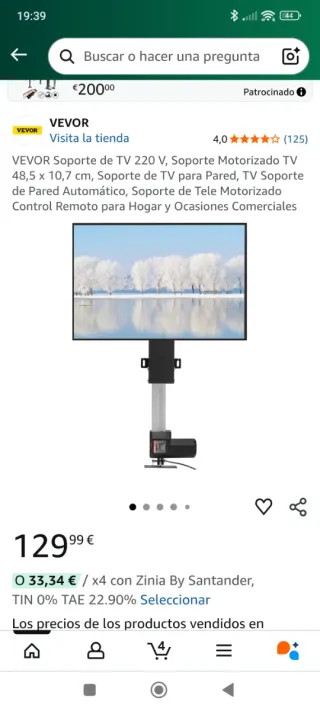 Soporte TV VEVOR Motorizado 220V