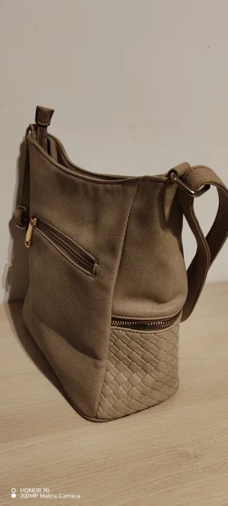 Bolso de mano mujer beige