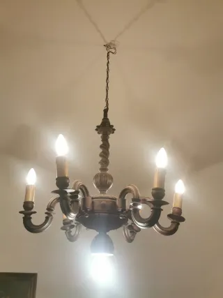 Lámpara de techo madera y metal