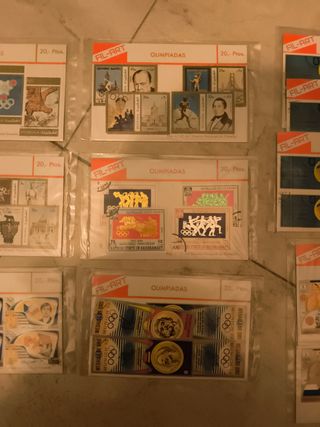 Lote 11 hojas sellos olímpicos FIL-ART precintados