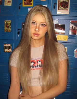 Peluca rubia y castaña