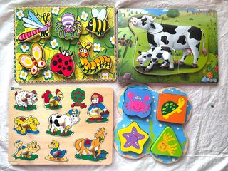 Pack 4 Puzzles Madera Bebé