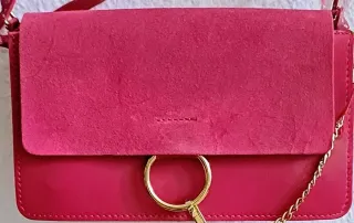 Bolso Piel Rosa y Dorado.