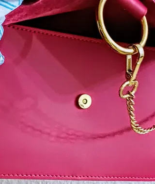 Bolso Piel Rosa y Dorado.