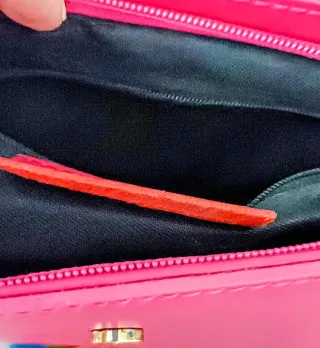 Bolso Piel Rosa y Dorado.