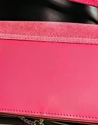 Bolso Piel Rosa y Dorado.