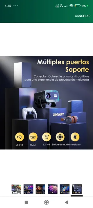 Proyector Portátil 4k 1080p. wifi 6, bluetooth 5.