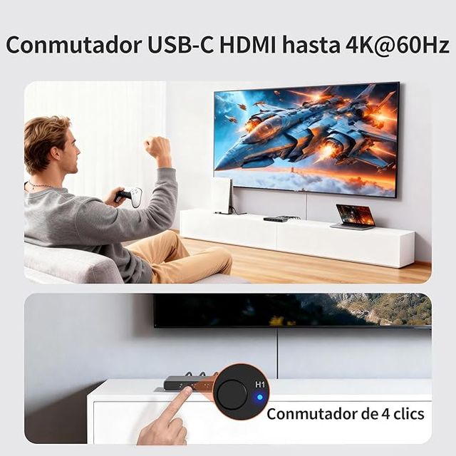 Alxum Switch HDMI 4 Entradas 1 Salida 4K@60Hz
