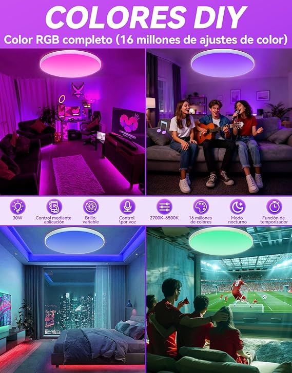 AMJYEW plafon techo RGB 2700-6500K comp. Alexa