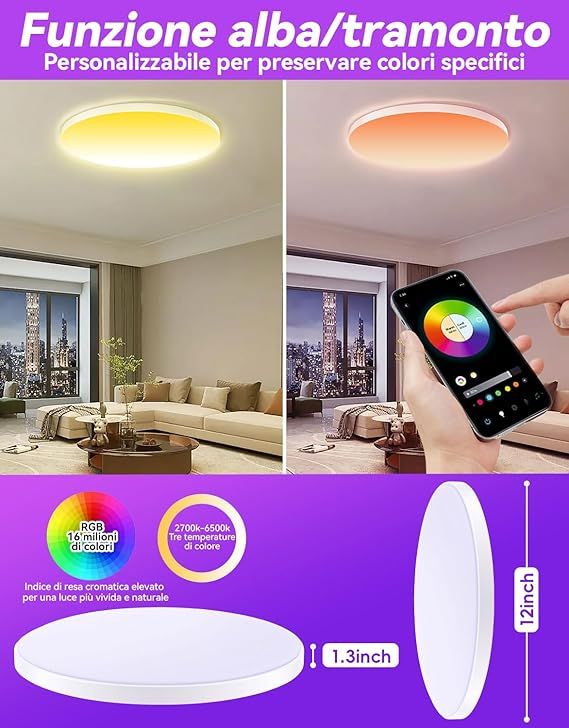 AMJYEW plafon techo RGB 2700-6500K comp. Alexa