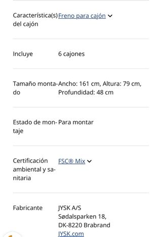 Cómoda Jysk Limfjorden 6 cajones blanca