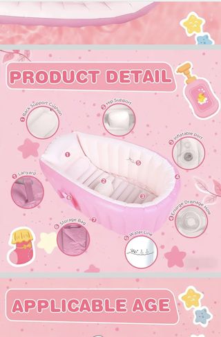 Bañera Hinchable Bebé Rosa . Perfecta. Grande