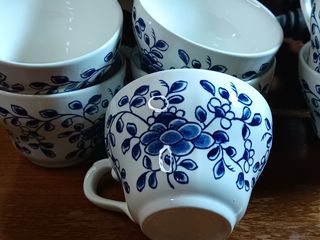 Juego de té inglés azul y blanco