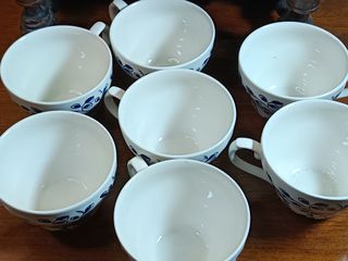 Juego de té inglés azul y blanco