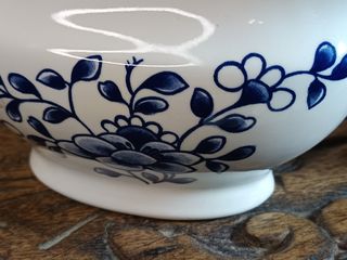 Juego de té inglés azul y blanco