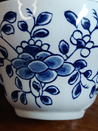 Juego de té inglés azul y blanco