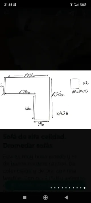 Sofá Chaise Longue Beige con 2 Puffs