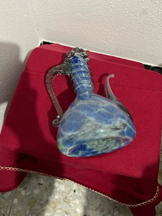 Jarrón Decorativo Vidrio Soplado Azul