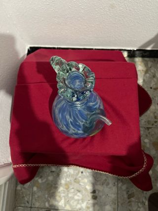 Jarrón Decorativo Vidrio Soplado Azul