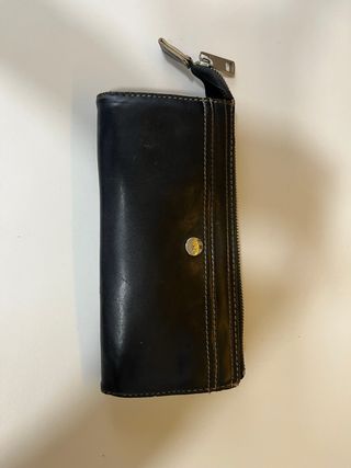 Monedero mango  de piel mujer negro