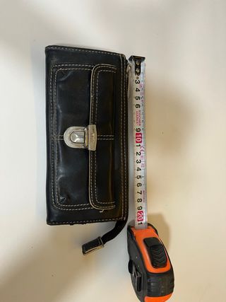 Monedero mango  de piel mujer negro