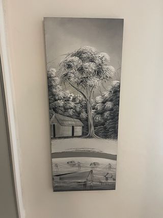 Cuadro paisaje pintado a mano y enmarcado