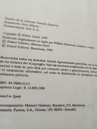 Tiempo de Morir, Wilbur Smith 1990