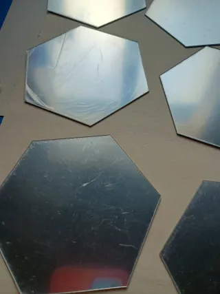 Lote 9 hexágonos efecto espejo