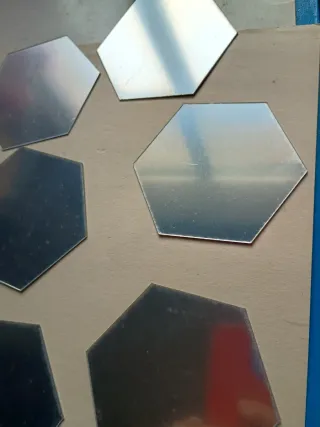 Lote 9 hexágonos efecto espejo
