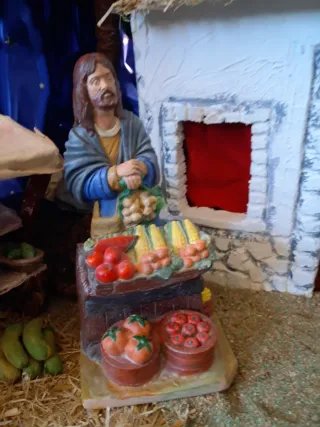 Figura Vendedor Mercado Escayola Pintada a mano