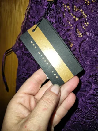 Vestido fiesta morado encaje largo