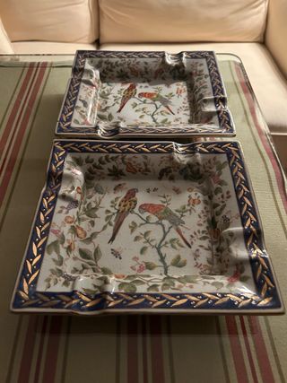 Pareja Ceniceros Porcelana Pájaros