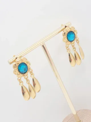 Preciosos Pendientes Goldfilled con Piedra Azul