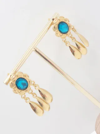 Preciosos Pendientes Goldfilled con Piedra Azul