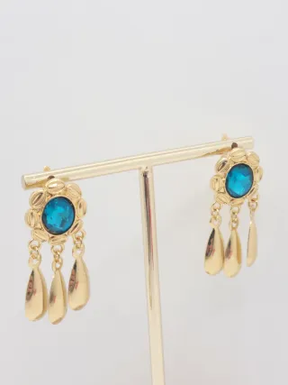 Preciosos Pendientes Goldfilled con Piedra Azul