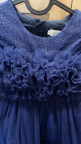 Vestido azul niña tul volantes  talle 2 años