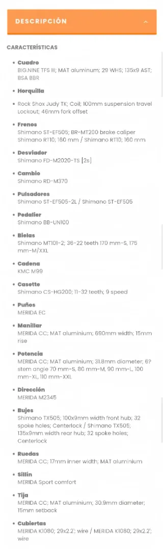 Bicicleta Mérida Big Nine 60