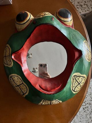 Espejo Decorativo Rana Artesanal Madera.